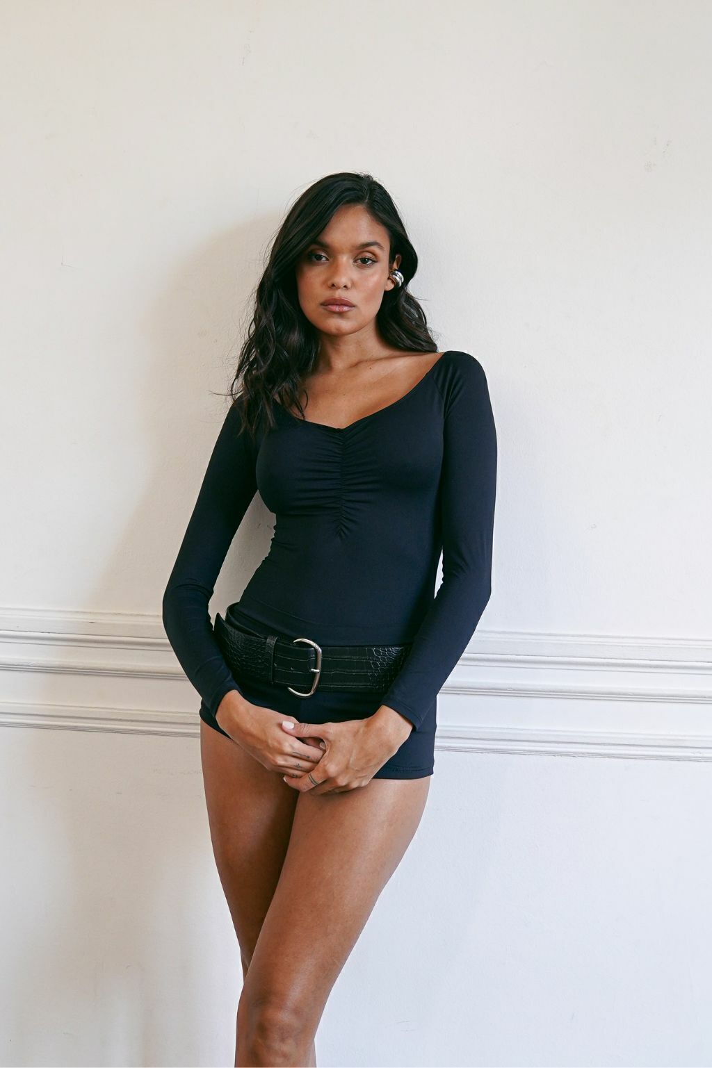 Body microfibra con frunce delantero - L5804