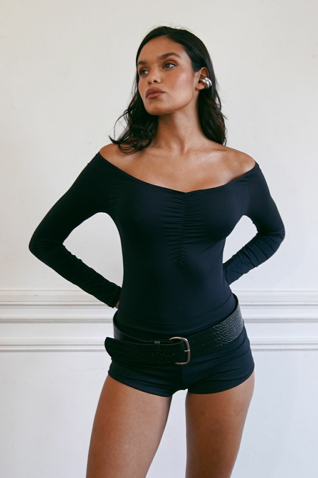 Body microfibra con frunce delantero - L5804