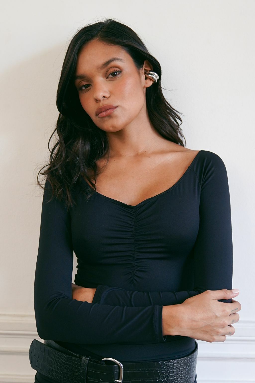 Body microfibra con frunce delantero - L5804