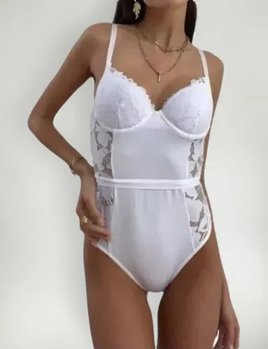 Body de microfibra con tasas y laterales de puntilla - L5725