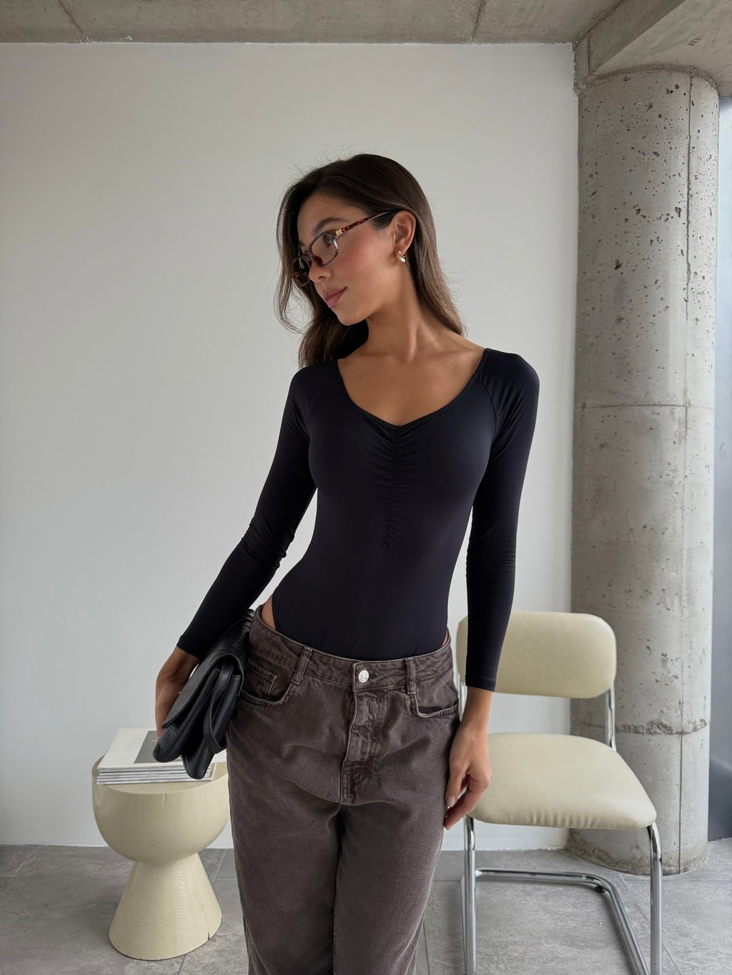 Body microfibra con frunce delantero - L5804