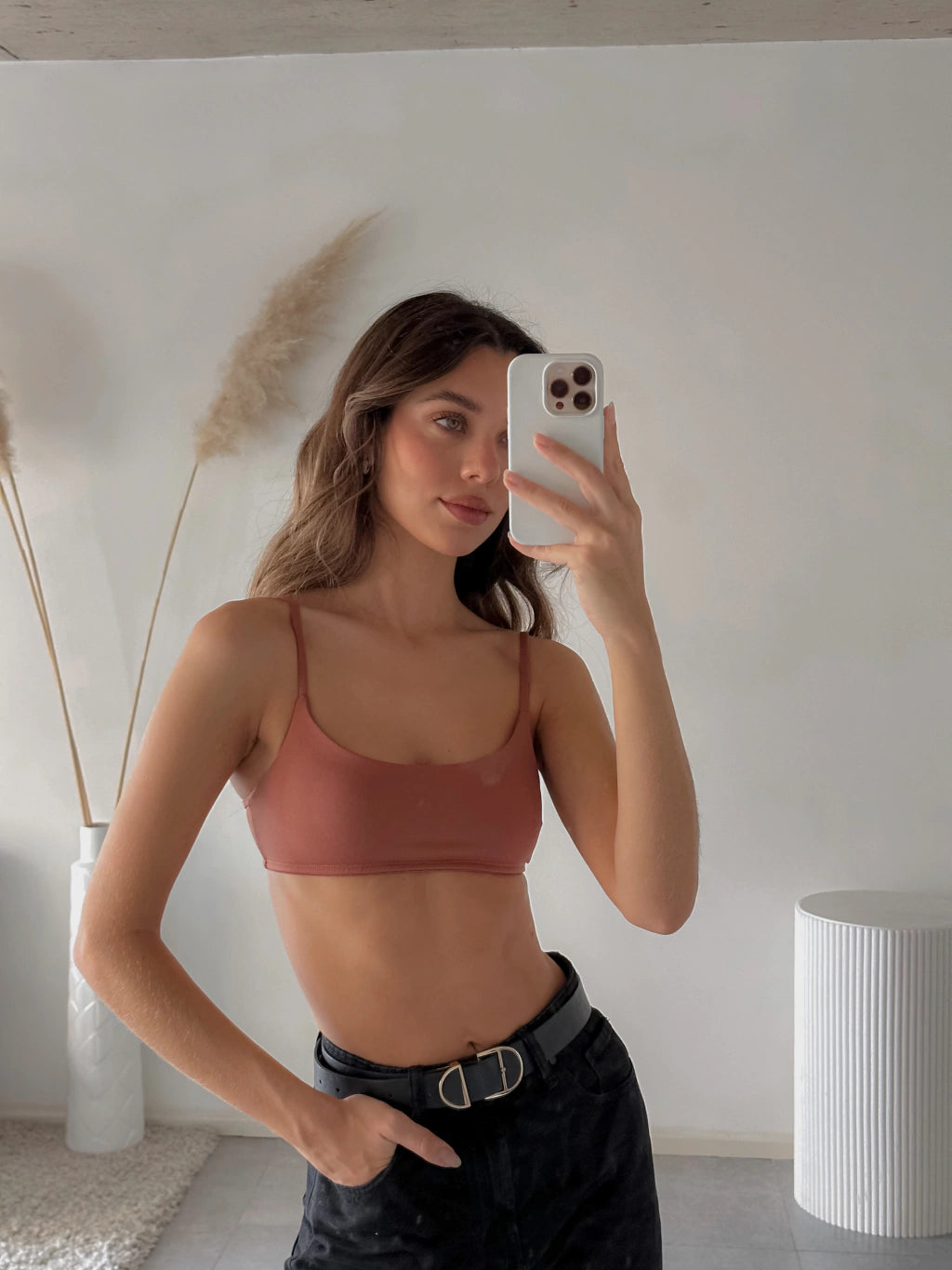 Top básico de microfibra con doble tela - E2010