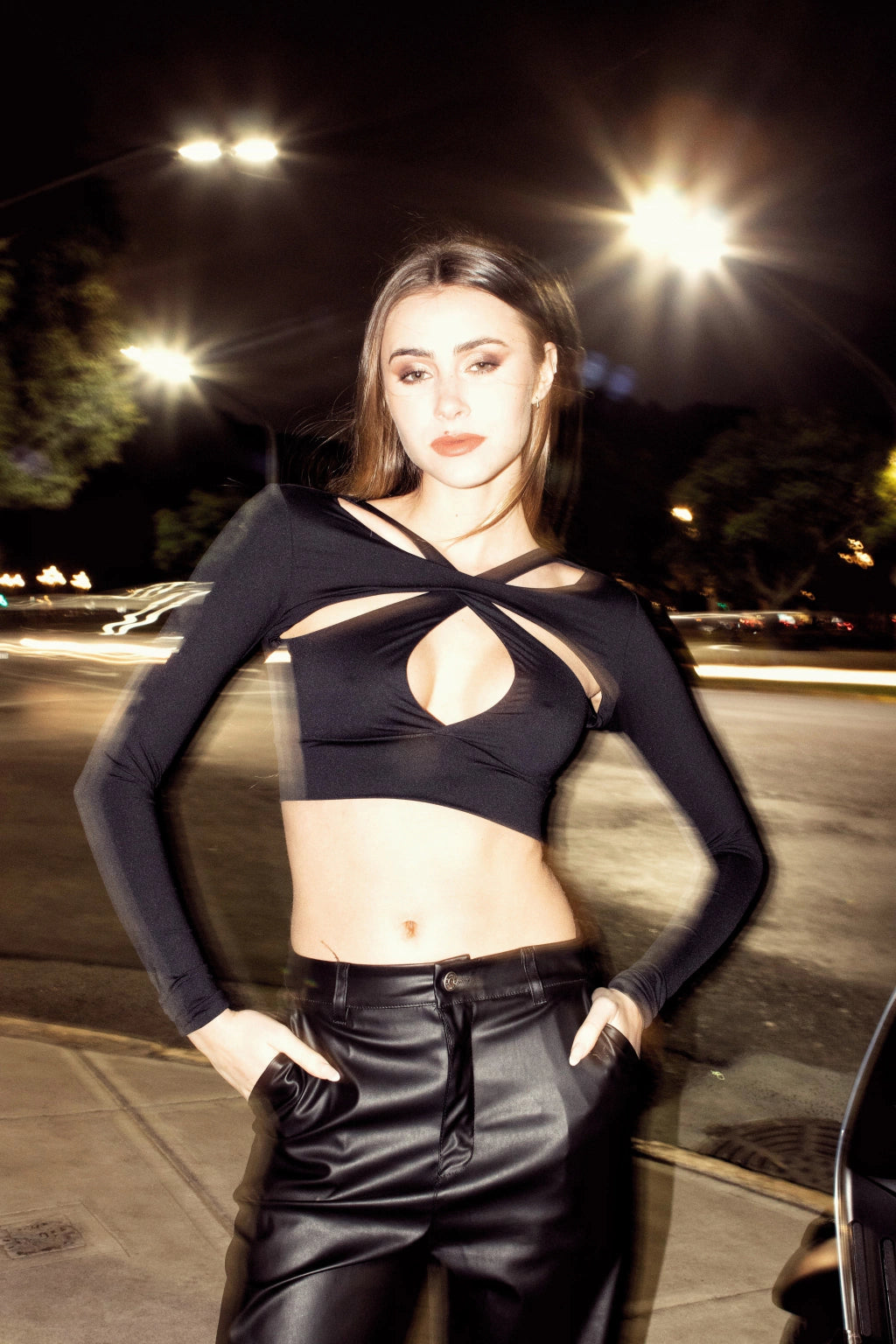 Top de manga larga con escote cruzado - L5760